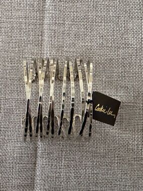 Cookie Lee Silver Tone Multi-Row Hammered Cuff Bracelet | Statement Wide Bangle